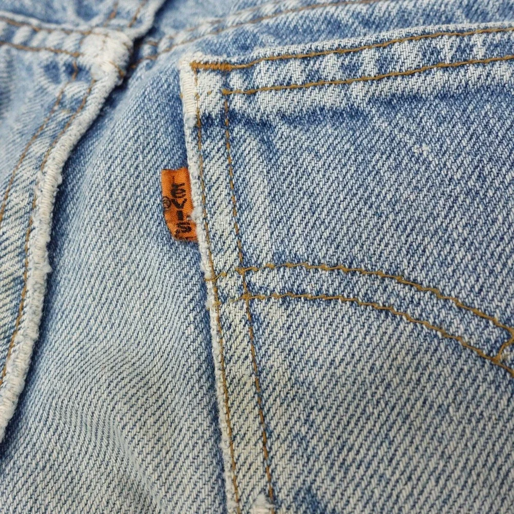 Vintage Levis 510 Regular Jeans Boys 25x25 Blue Denim Made USA Orange Tab